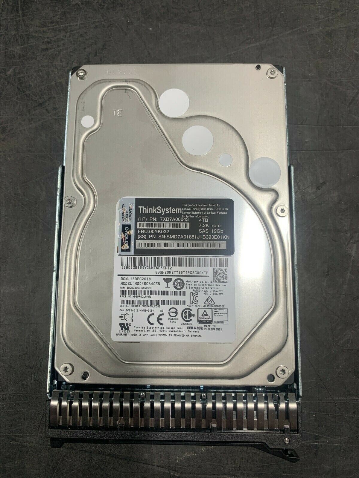 ForLenovo ThinkSystem 7XB7A00043 00YK032 3.5"4TB 7.2K SAS 12Gb Hot Swap 512n HDD
