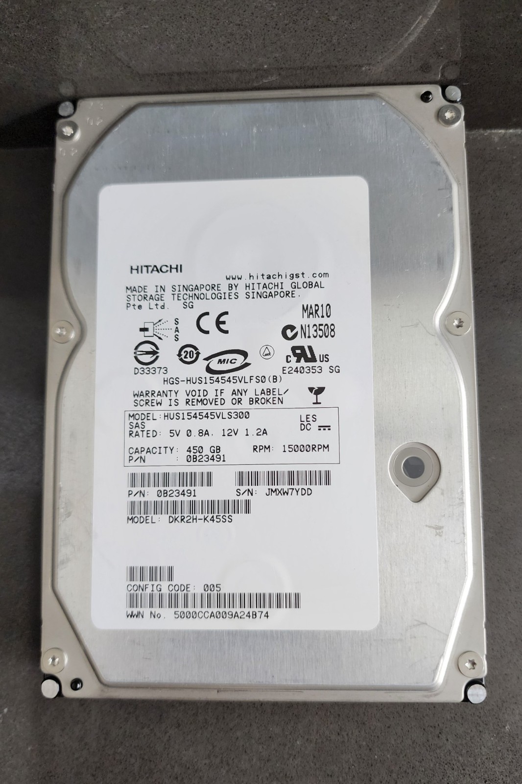 Hitachi 450GB 15K SAS 3Gbps 3.5" Hard Drive  HUS154545VLS300