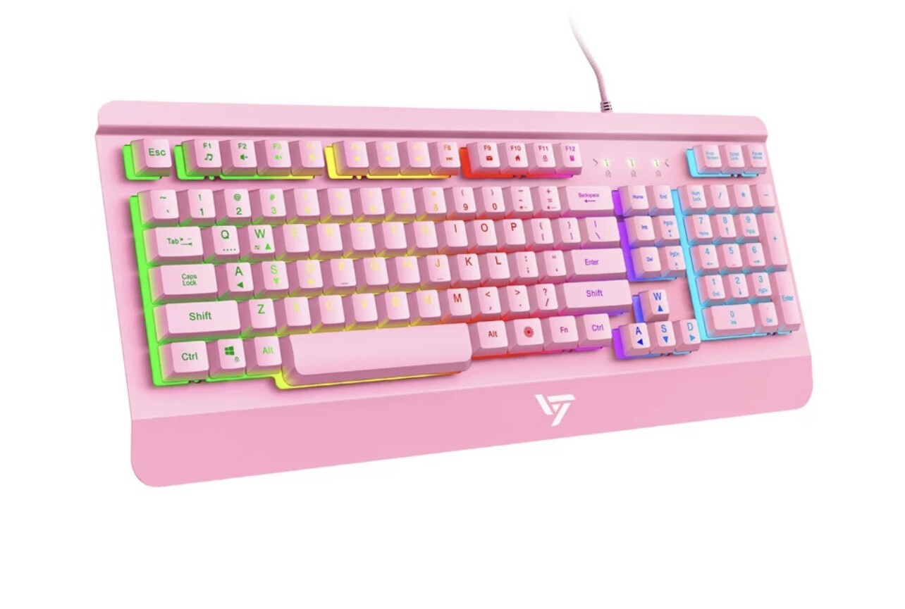 VicTsing Ergonomic RGB Backlighting Metallic METAL Gaming Keyboard for PC Gamer