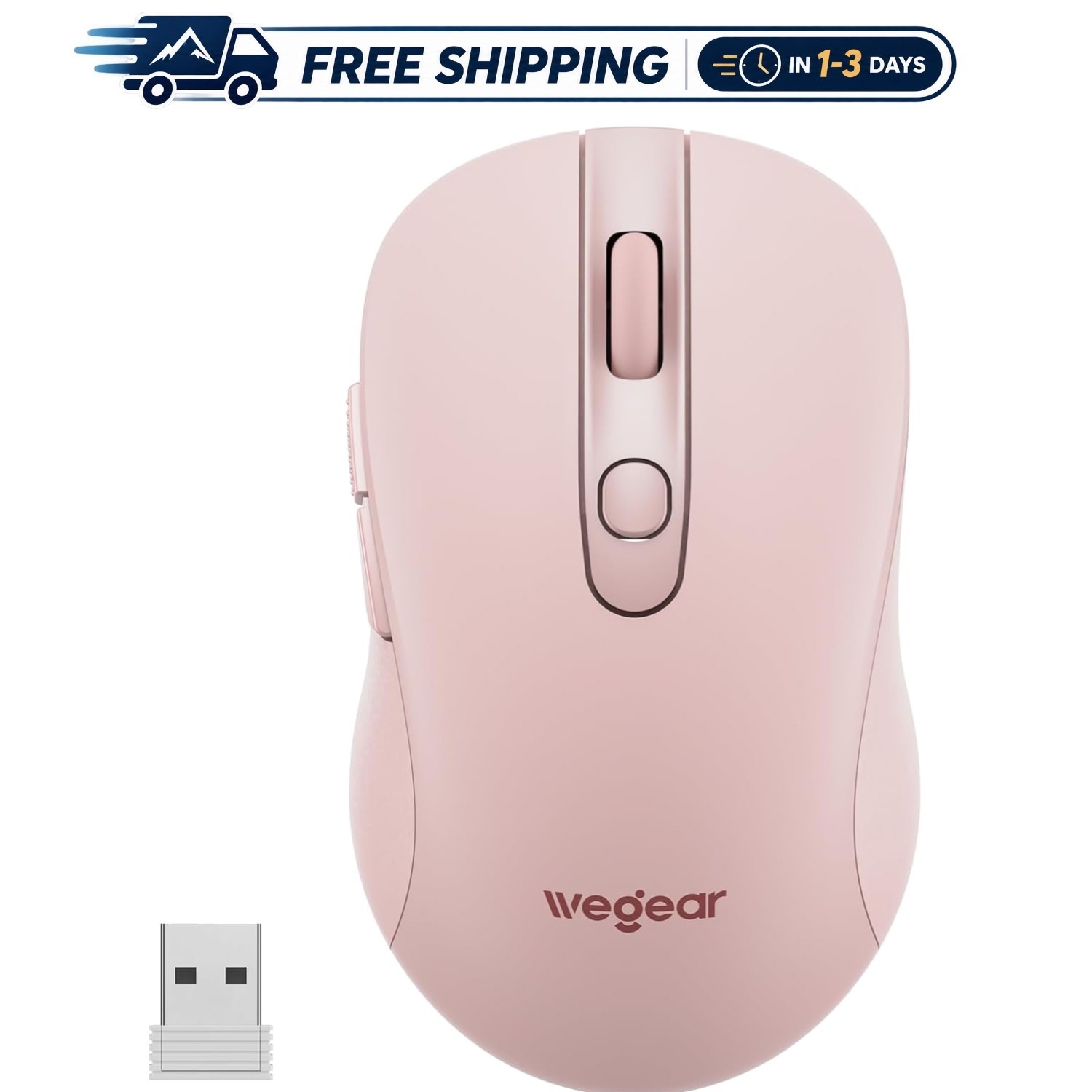 Stylish 2.4GHz Wireless Mouse for Laptops - Ergonomic Design & 6 Buttons