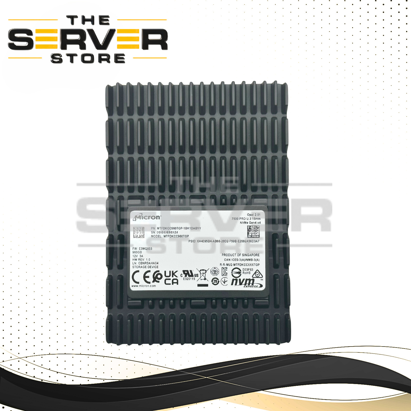 Micron 800GB NVME U.3 PCIe Gen 4.0 x4 MU SFF 2.5" SED SSD 7500 Max MTFDKCC800TGQ