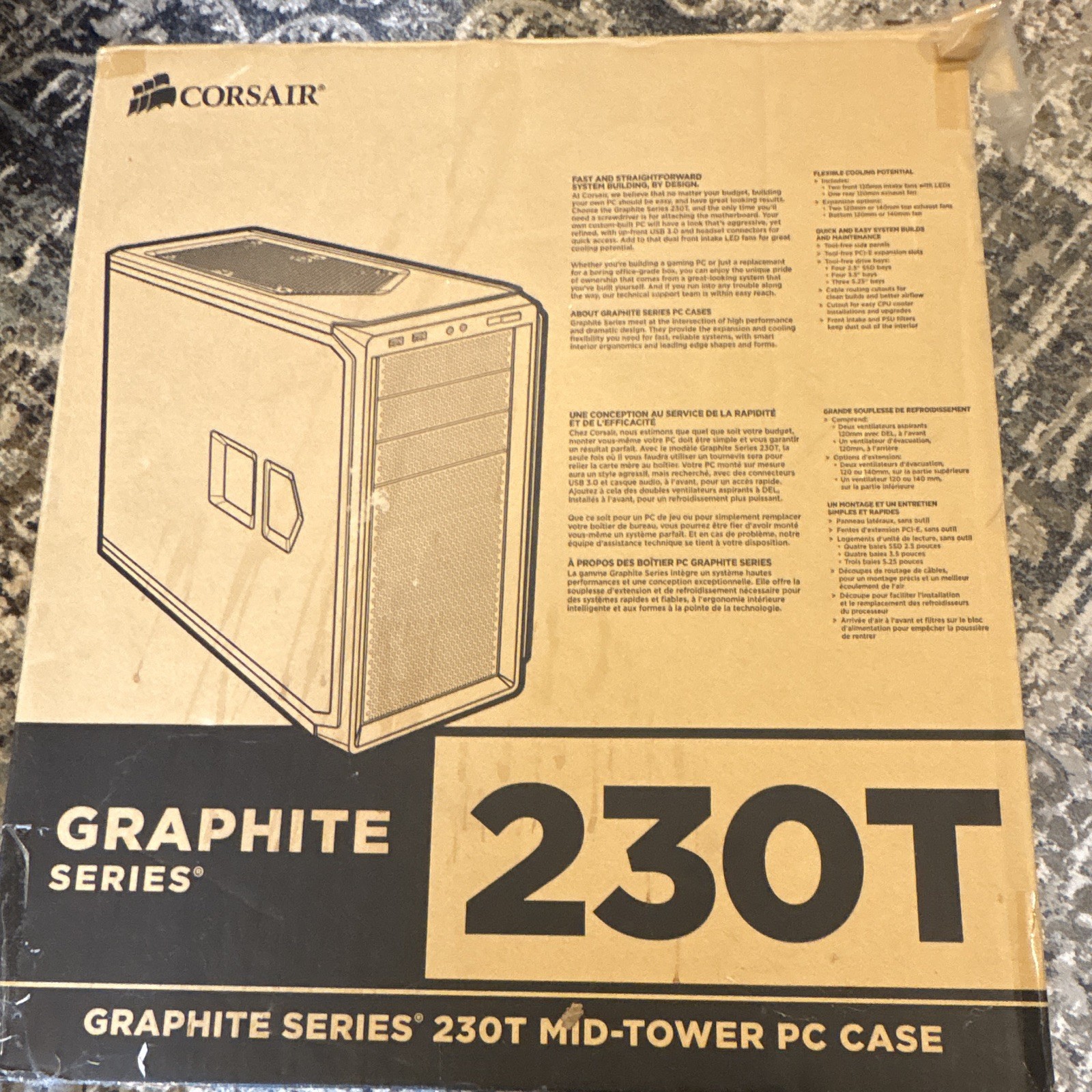 Corsair Graphite Series 230T ATX Mid-Tower Case Windowed Side Panel Rebel Orange