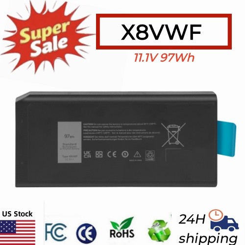 🥇LOT 97Wh X8VWF Battery For Dell Latitude 14 Rugged 5404 5414 E5404 7404 7414