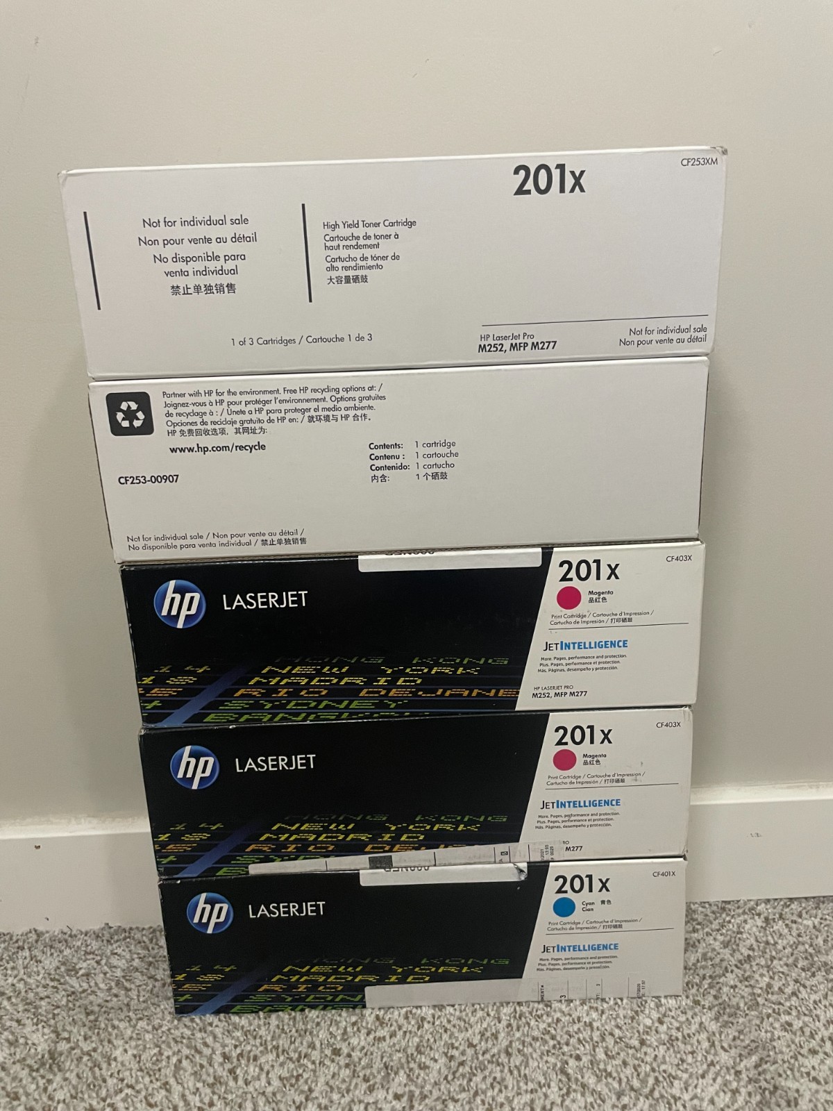 NEW LOT 5 HP 201X High Yield LaserJet Printer Toner Cartridges Sealed OEM