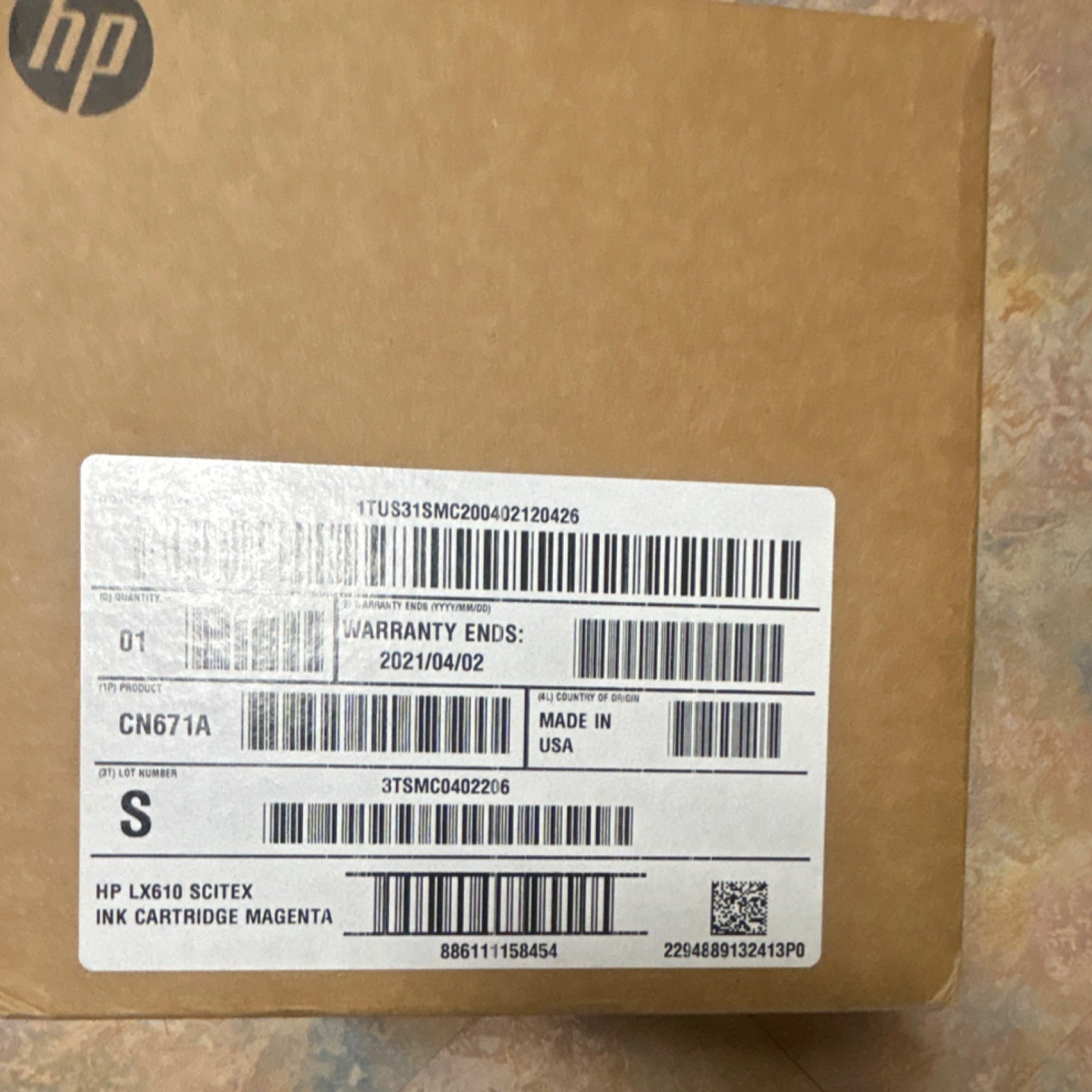 HP LX610 Scitex Genuine Original Magenta Inkjet Ink Cartridge CN671A For HP