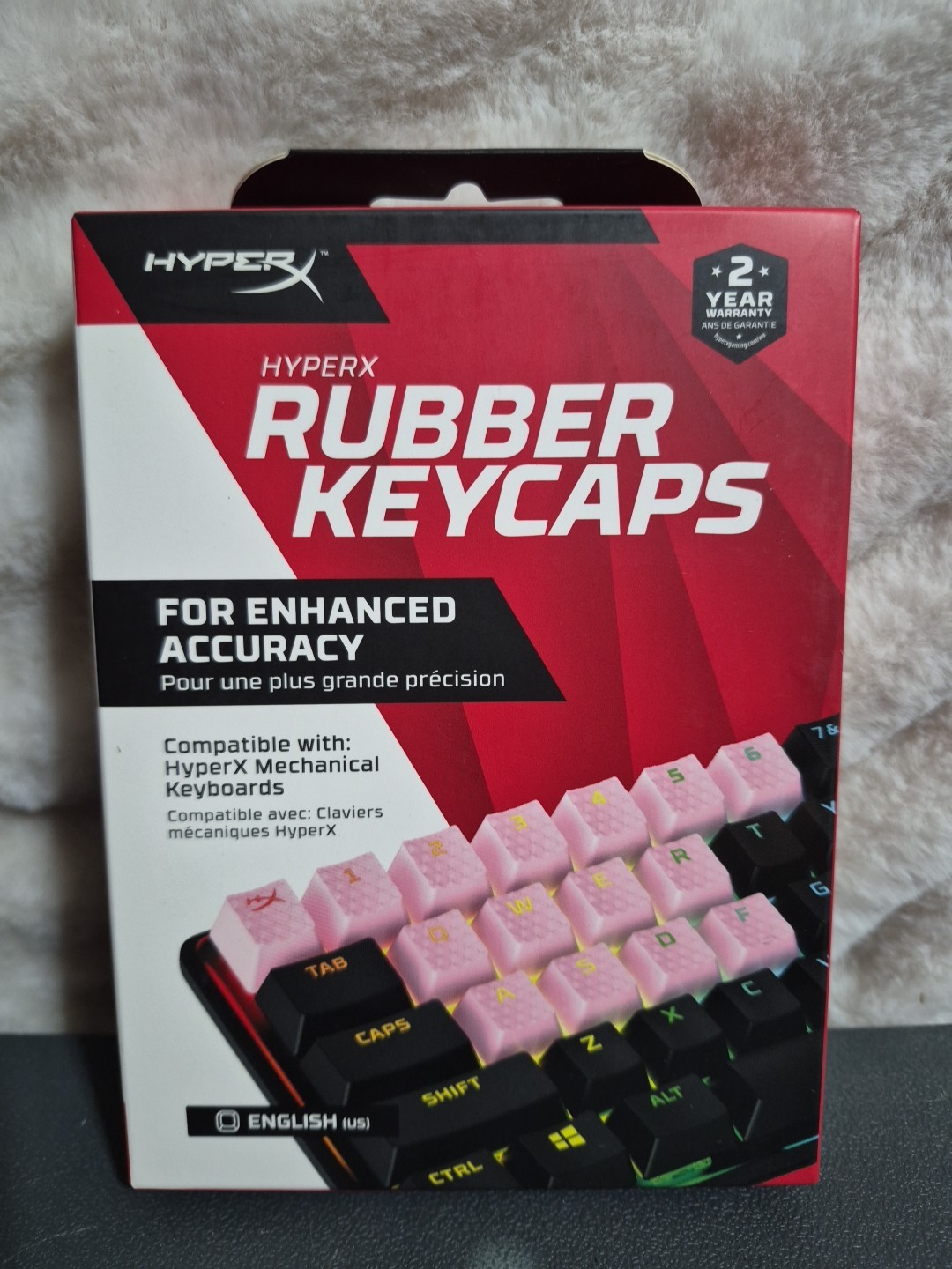 HyperX Rubber Keycaps – Gaming Accessory Kit, 19 Keys, English (US) Layout, Pink