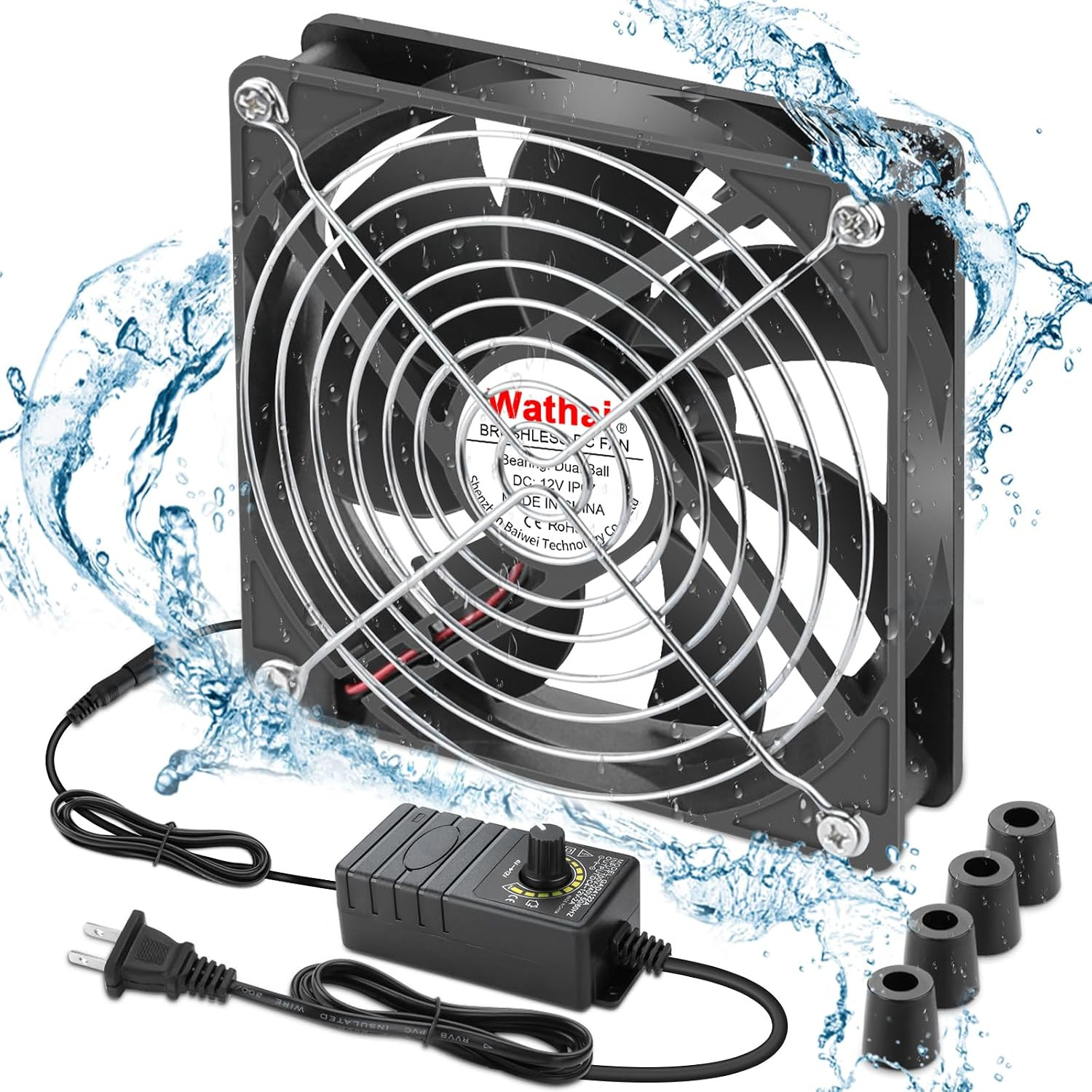 Wathai 120Mm Waterproof Small Box Fan IP67 12V Computer Fan AC 110V 120V