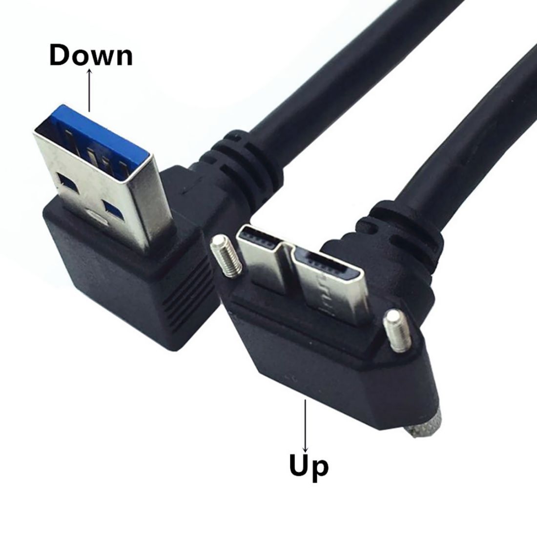 CHENYANG Down Angled USB 3.0 A Male to Micro-B Cable 25cm Screws for Disk