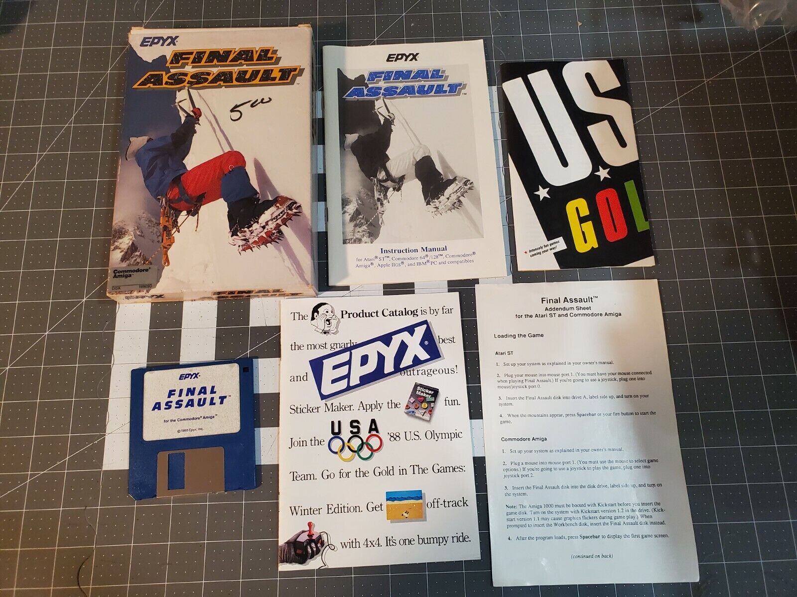 1988 Final Assault EPYX Game for Commodore Amiga 3.5 Diskette with Instructions