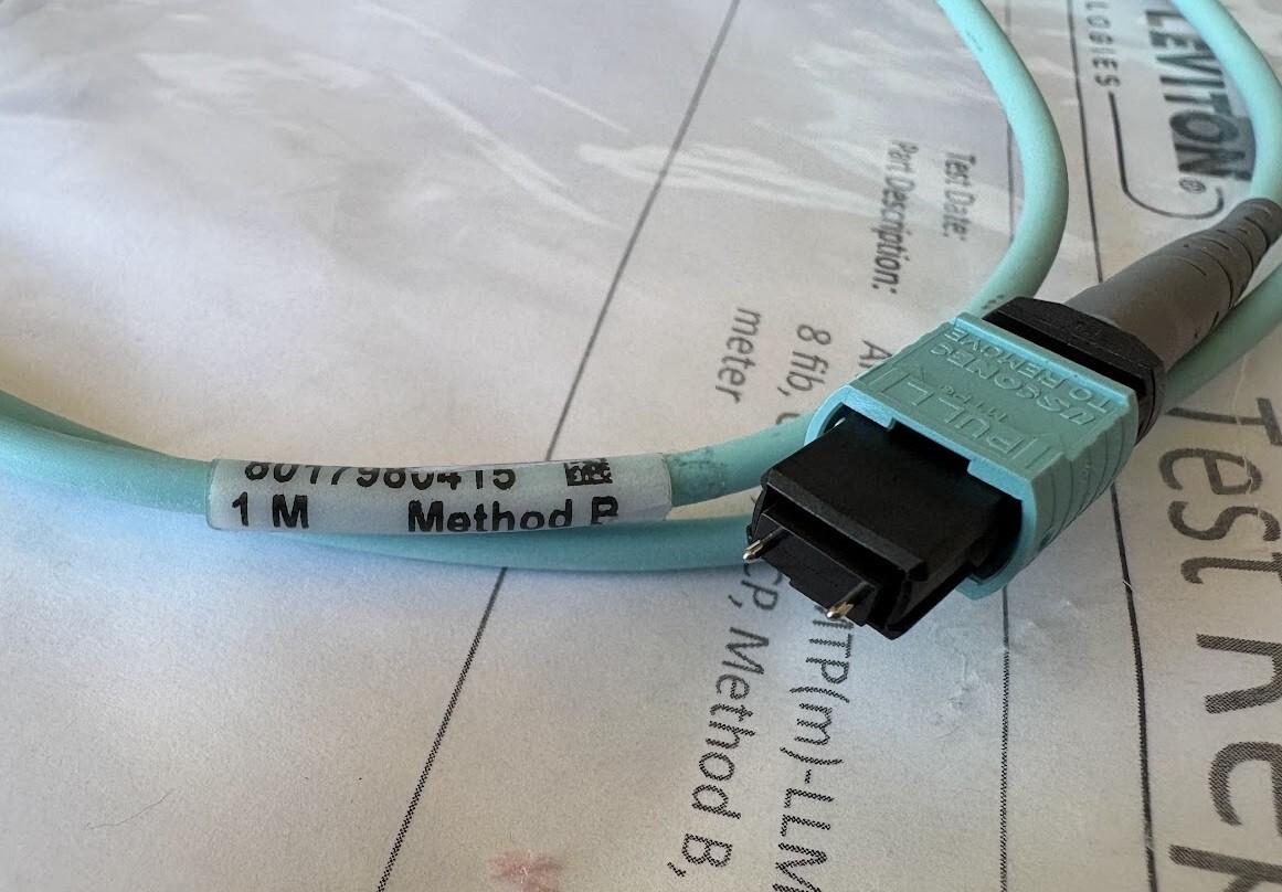 1-35M MPO/Male to MPO/Male OM4 8 Core Optic Fiber Patch Cord Cable Aqua