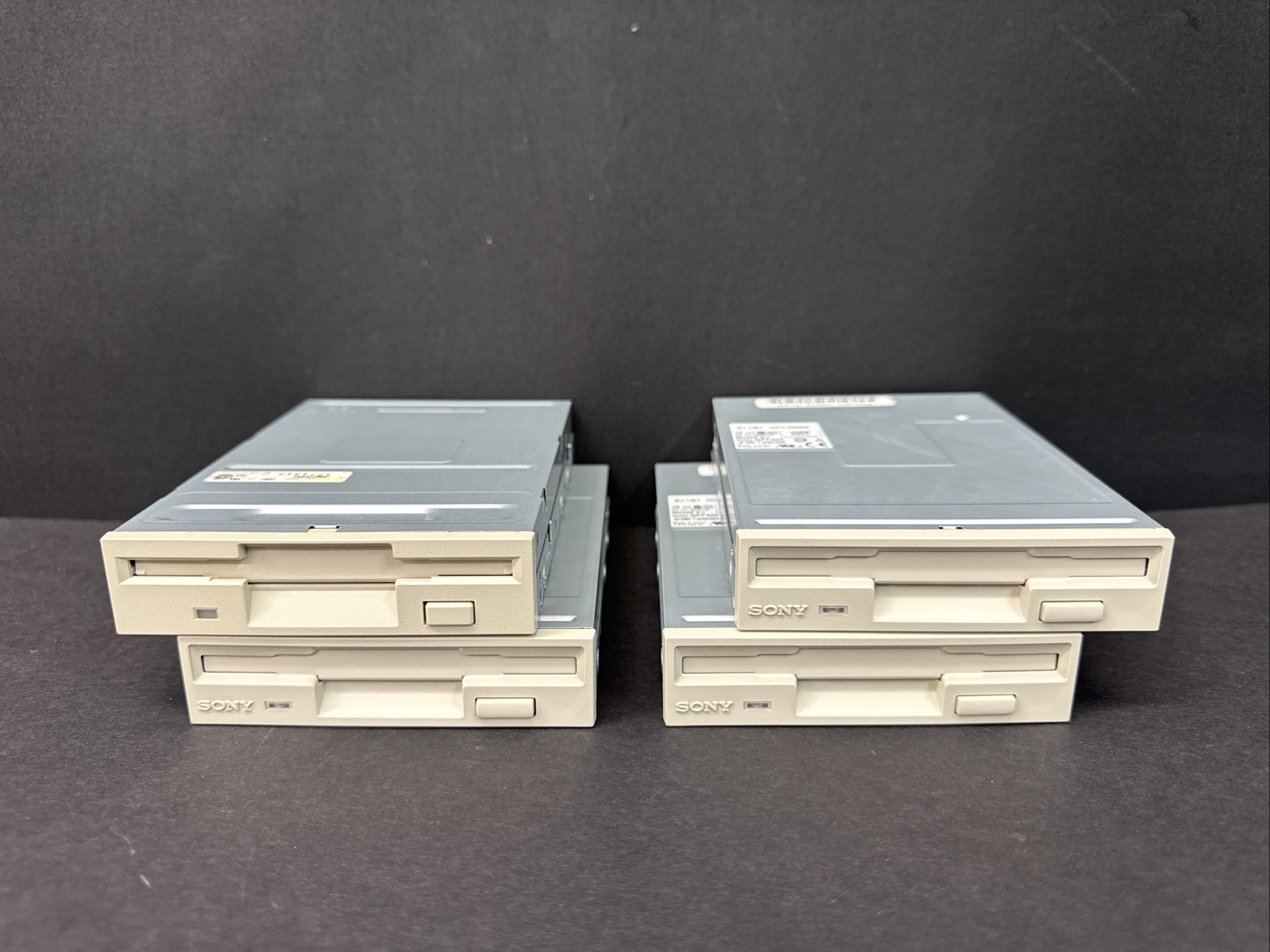 Lot of 4 Vintage 3.5” Floppy Disk Drives Sony MPF920 TEAC FD-235HF Untested