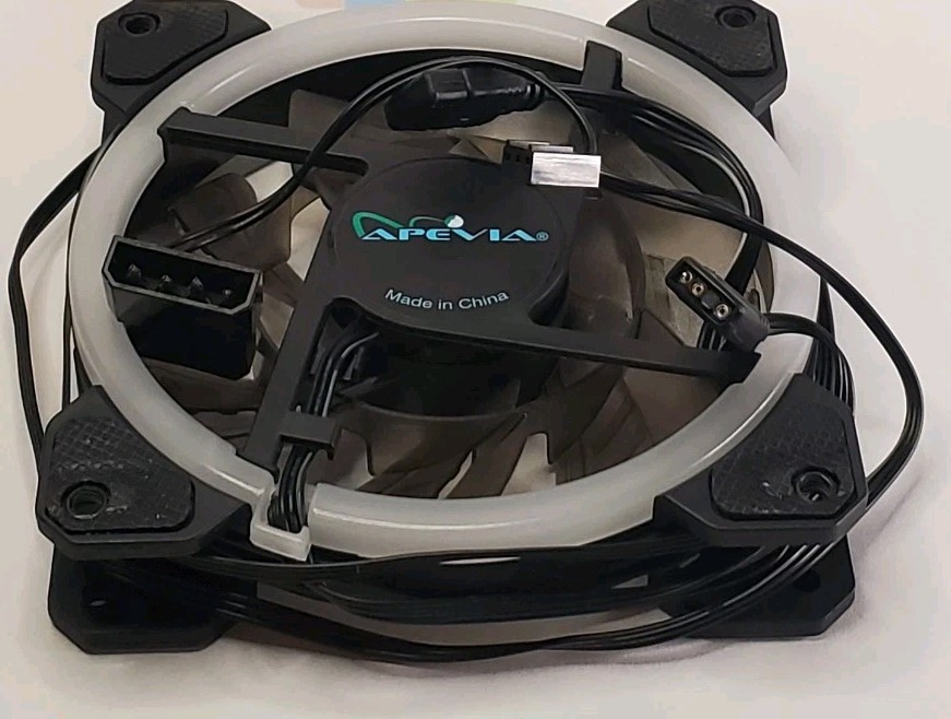 APEVIA 12L-CWH 120mm Silent Case Fan - Dual Rings White LED