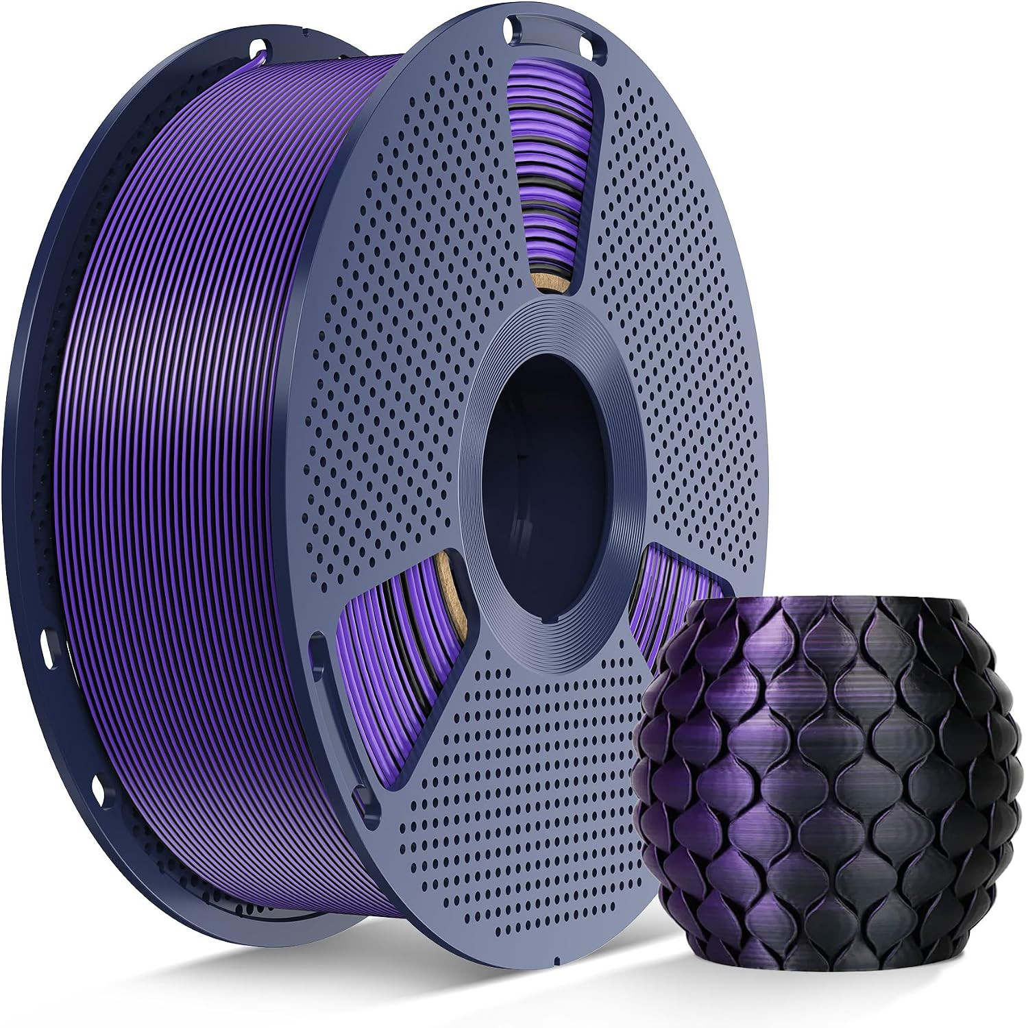 Silk Dual Color PLA Filament, 1KG, Silk Dual Color (Black Purple)
