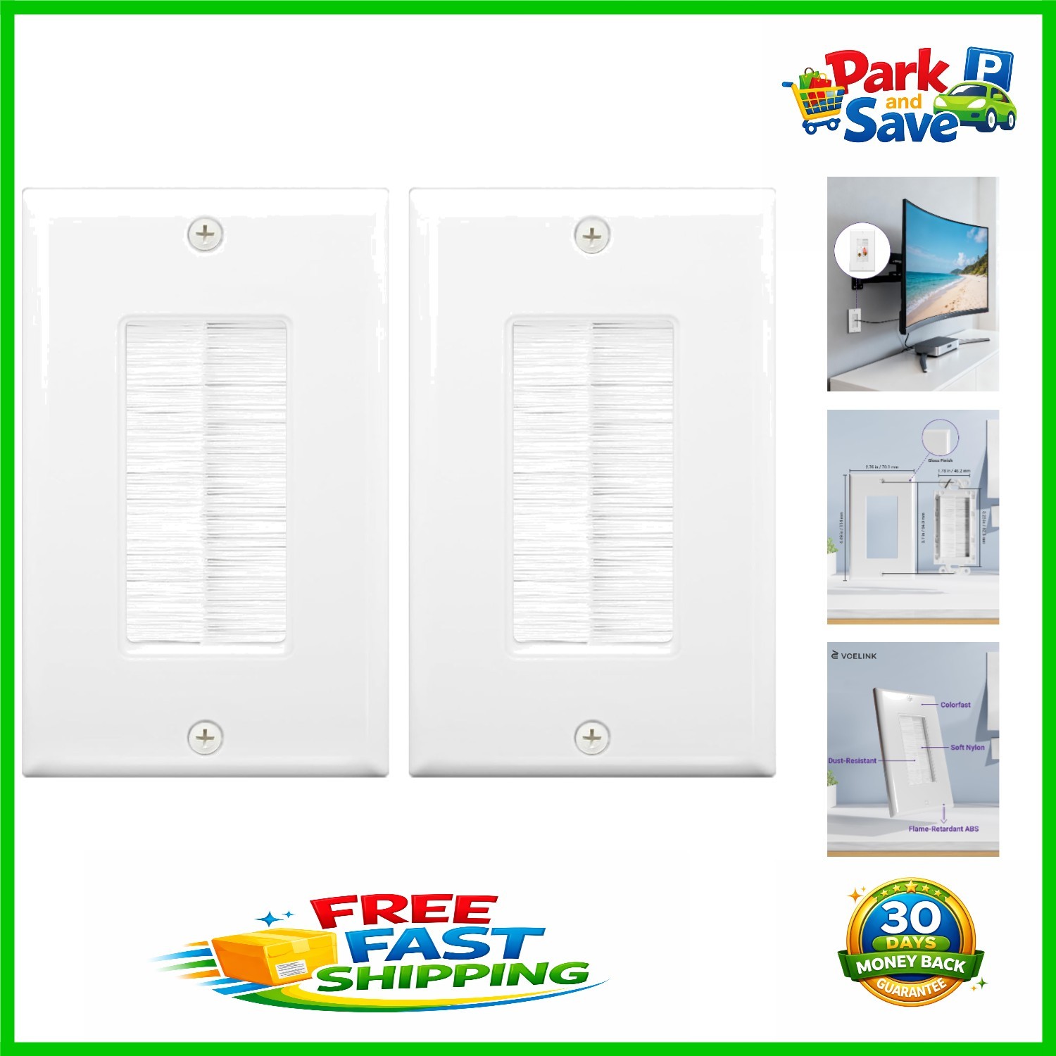 Durable Brush Wall Plate Cable Pass Through - Perfect for Wall Mounted TVs