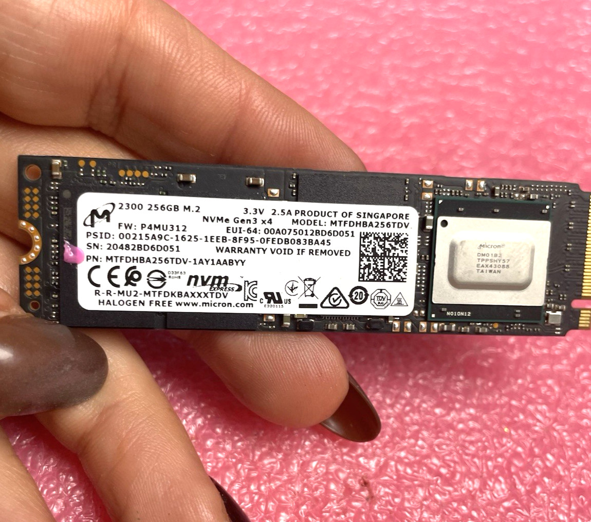 Micron 2300 256GB M.2 Gen 3 x4 SSD MTFDHBA256TDV-1AY1AABYY.