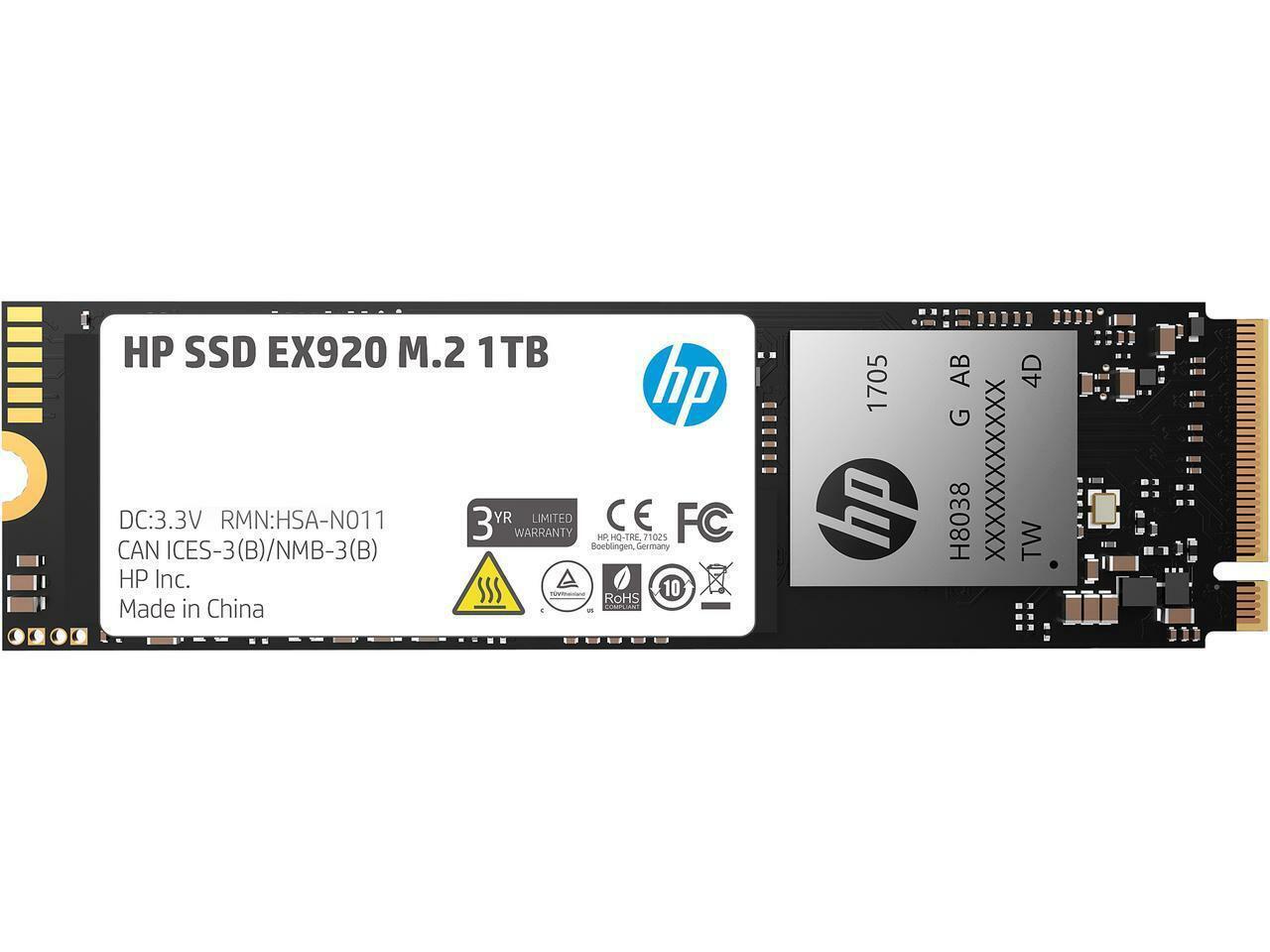 HP EX920 M.2 1TB PCIe 3.0 x4 NVMe 3D TLC NAND Internal Solid State Drive (SSD) 2