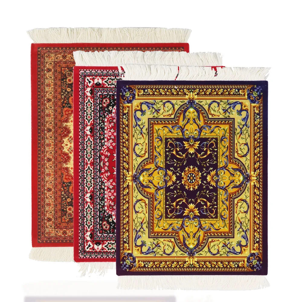 Persian Mini Woven Rug Mat Mousepad Retro Carpet Pattern Cup Laptop Mouse - 7