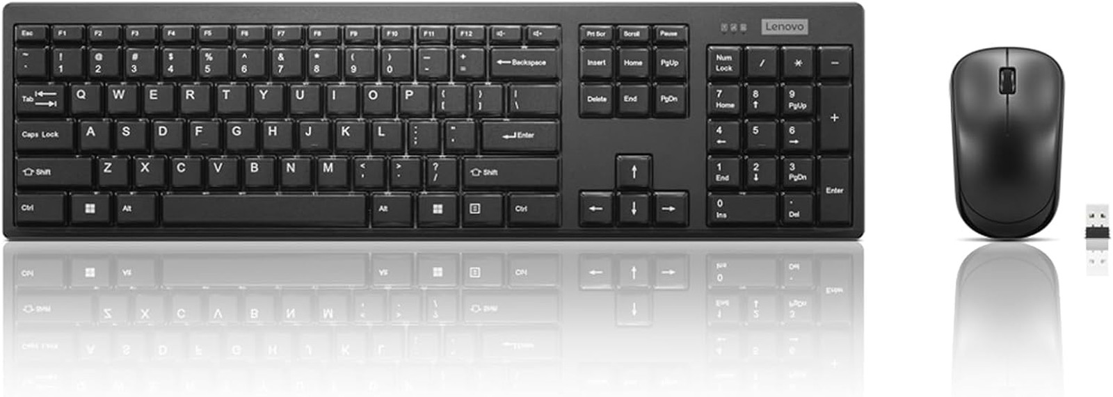 Lenovo 100 Wireless Keyboard and Mouse Combo – Cordless Set with Spill Resistant