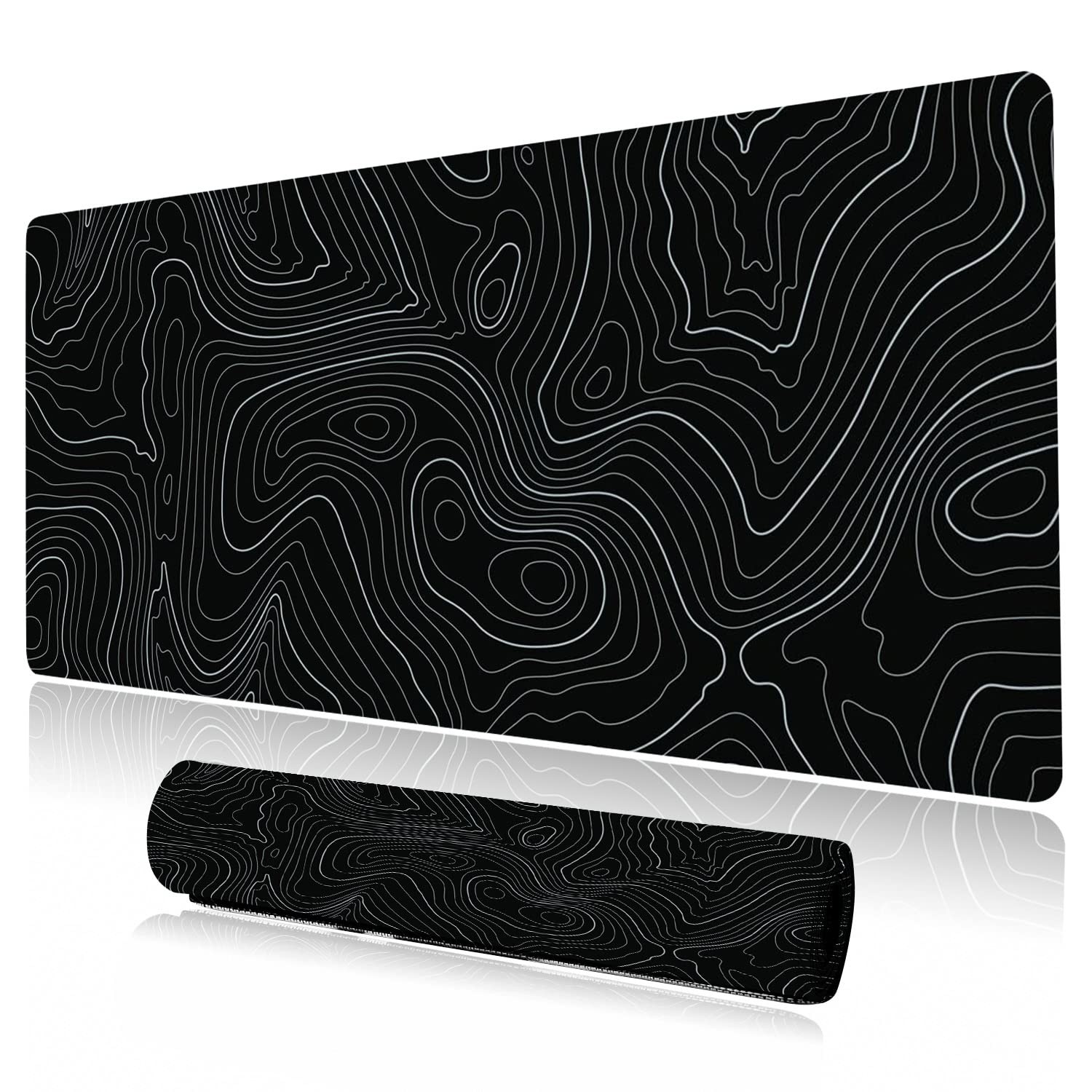Desk Mat, Topographic Map Lines Pattern Large Desk Pad Extended Gaming Mouse ...