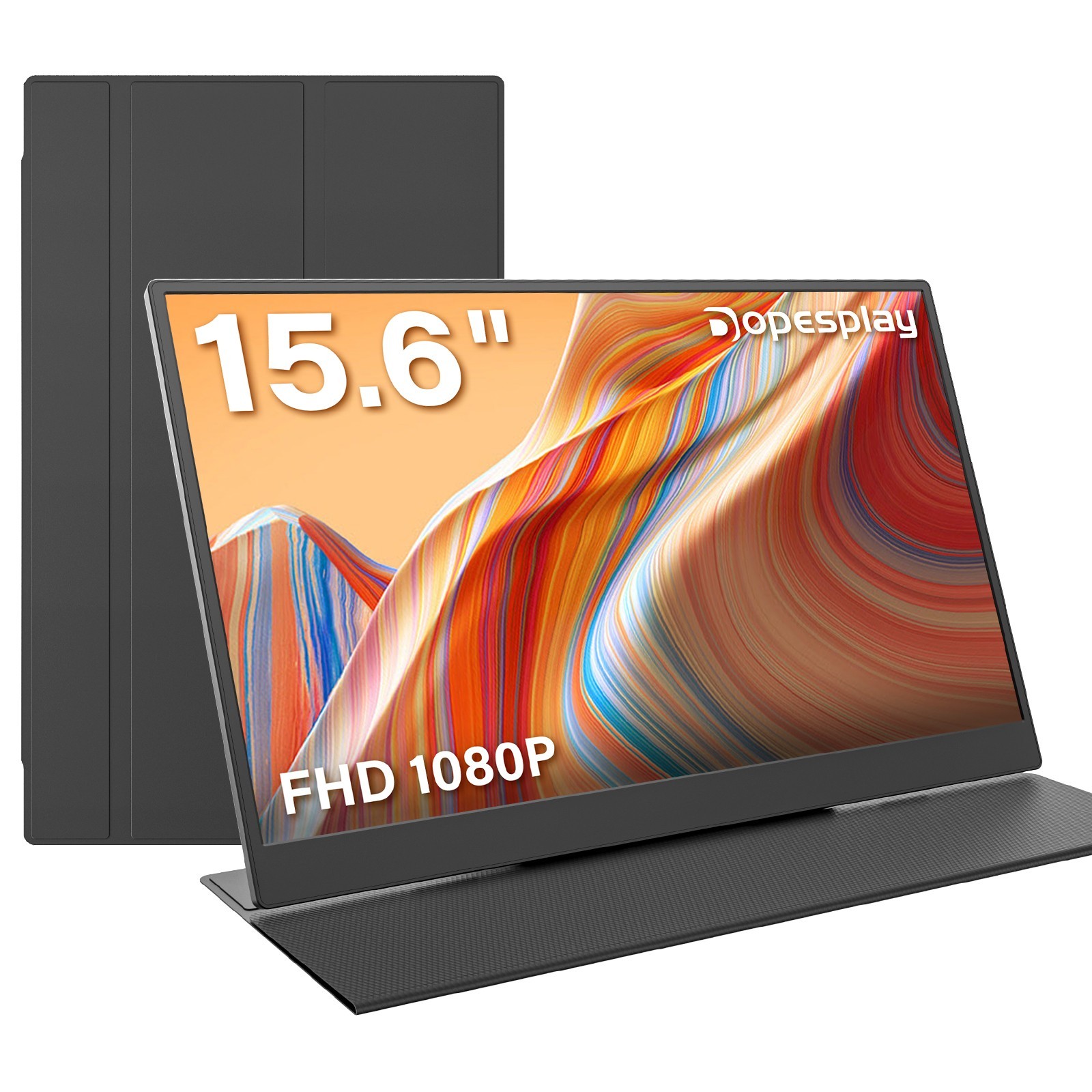 Dopesplay 15.6" Portable Monitor w/ Multi-Functional Stand&Protective Case 1080P
