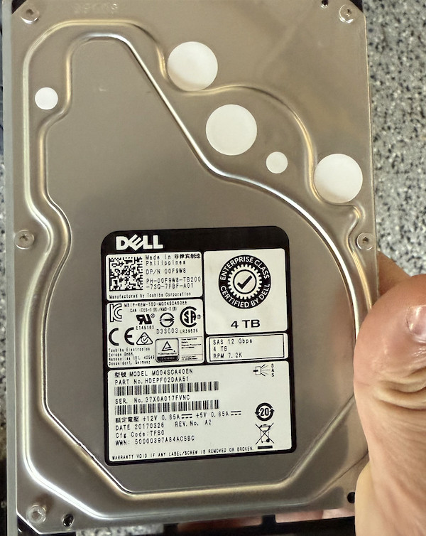 Lot of 12 Dell 4TB SAS 7.2K HDDs w/ Caddies Mixed Models