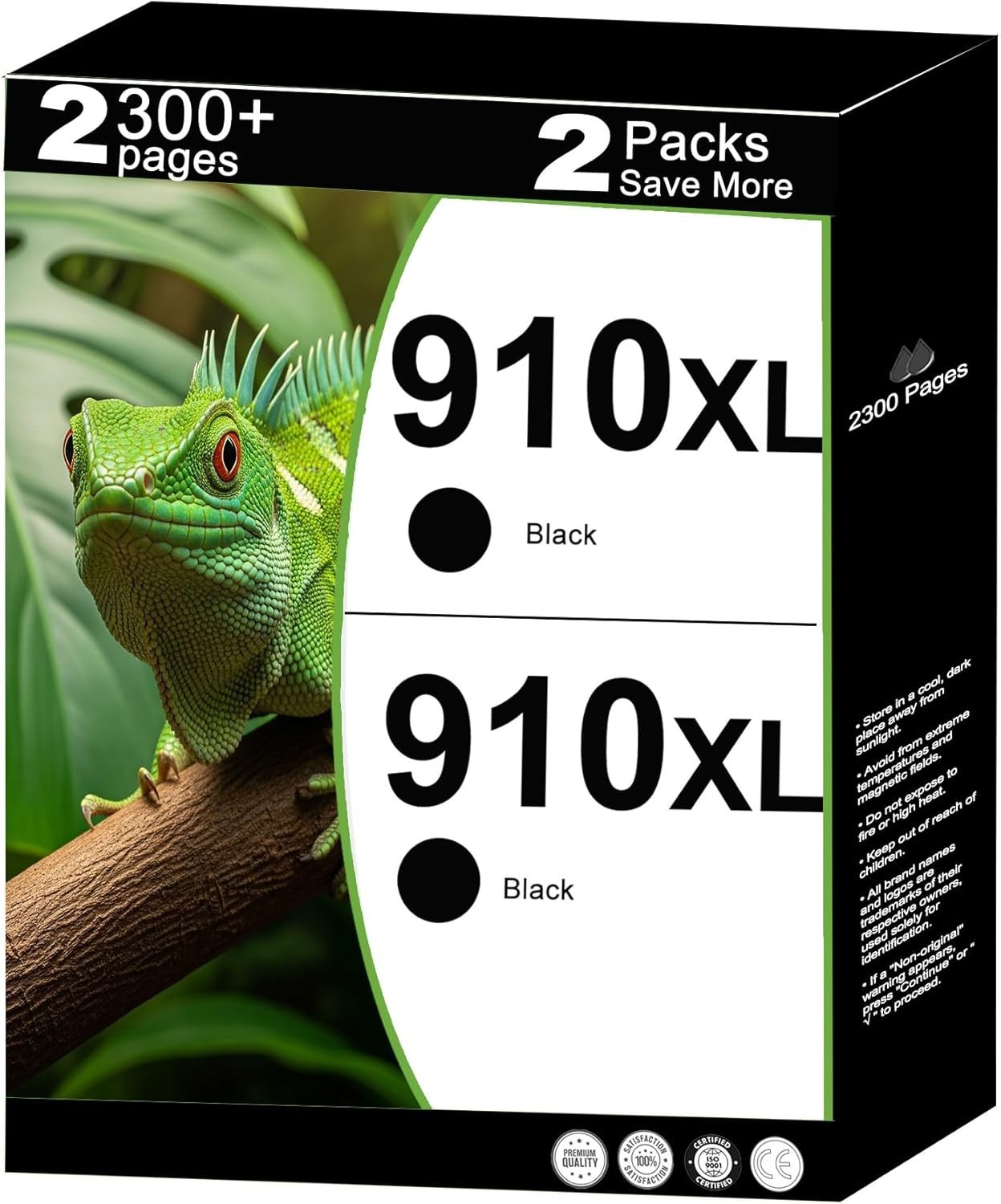 2 pack 910XL Ink Cartridges Black for HP910 HP910XL OfficeJet Pro 8020 EXP 03-28