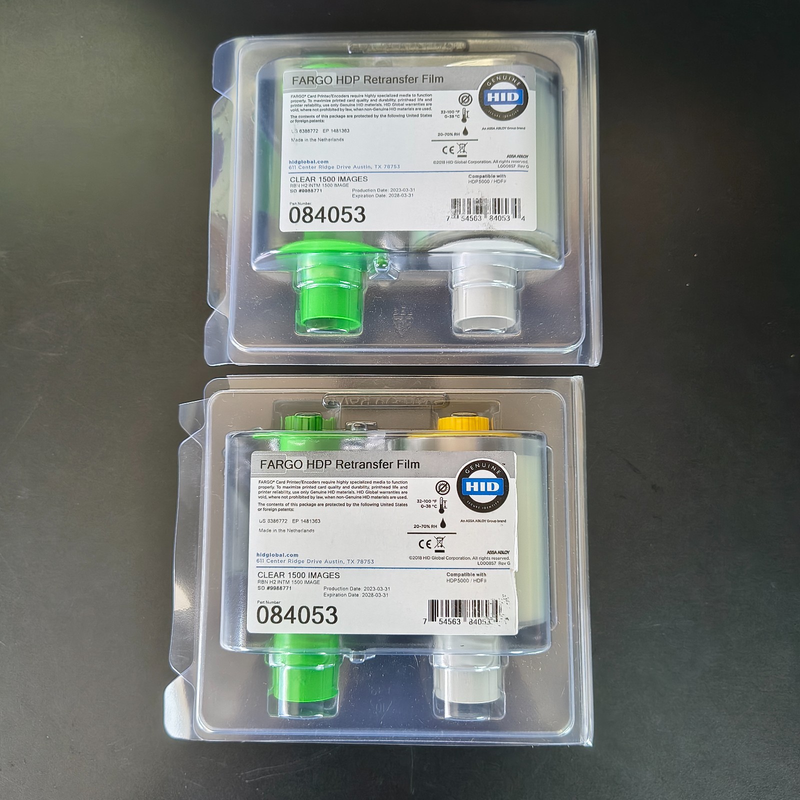 HID Fargo 084053 HDP Retransfer Film 1500 Prints Genuine for HDP5000 LOT OF 2