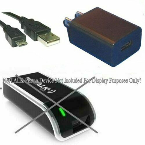 USB Wall Charger Power Supply + 6FT 4K USB Cable For NetTalk DUO II Phone System