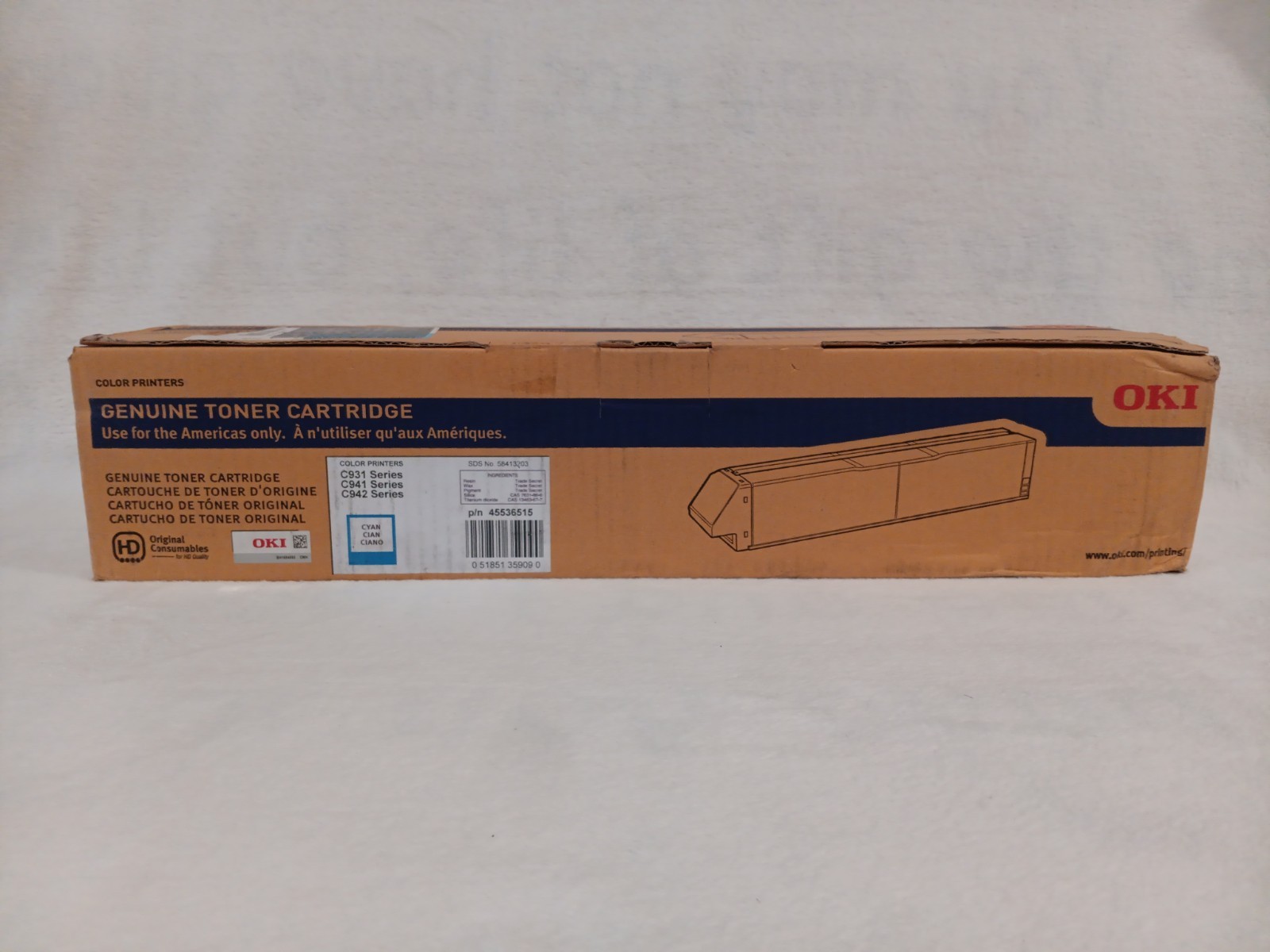 Genuine Oki C931 C941 C942 Cyan Toner Cartridge 45536515 for Okidata 