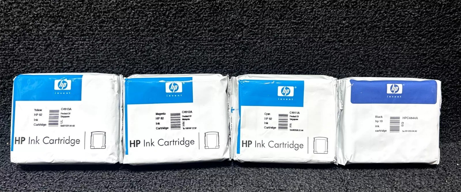 Set 4 Genuine HP 10 and HP 82 Set HIGH YIELD Inkjet Cartridges Sealed Bag