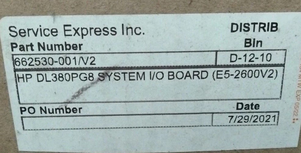 New Genuine HP DL380PG8 V2 SYSTEM I/O BOARD