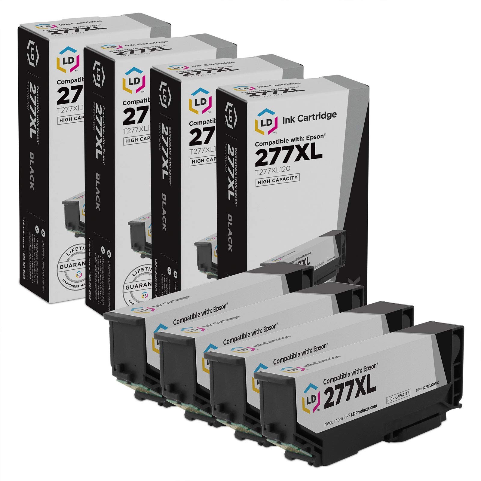 LD 4pk Black Reman Ink Cartridge for Epson 277 XL 277XL T277XL120 XP-950 XP-960