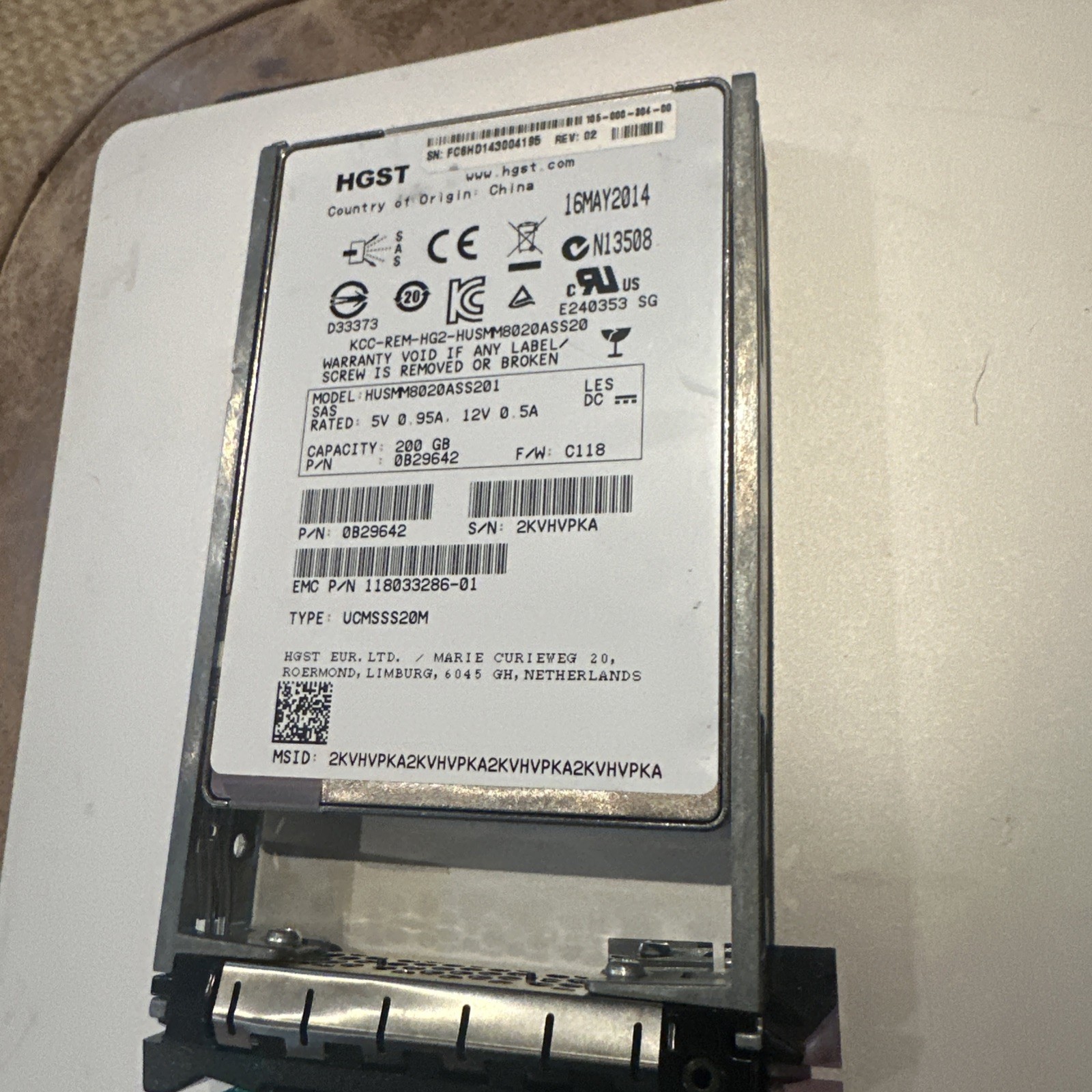 0B29642 HGST Hitachi Ultrastar HUSMM8020ASS201 200GB MLC SAS 12Gbps 2.5in SSD