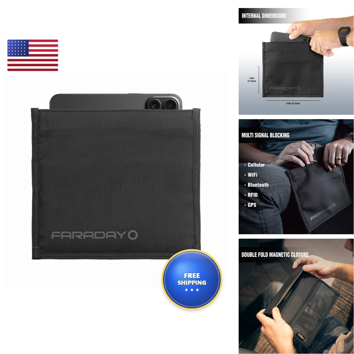 Faraday Defense Faraday Bag Jacket Pro Phones Magnetic Closure, Shielding - Law