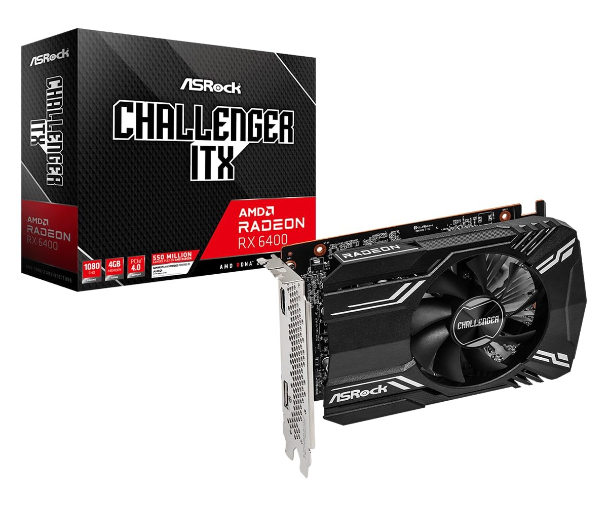 ASRock AMD Radeon RX 6400 Challenger ITX 4GB GDDR6 0dB Silent Cooling 16 Gbps