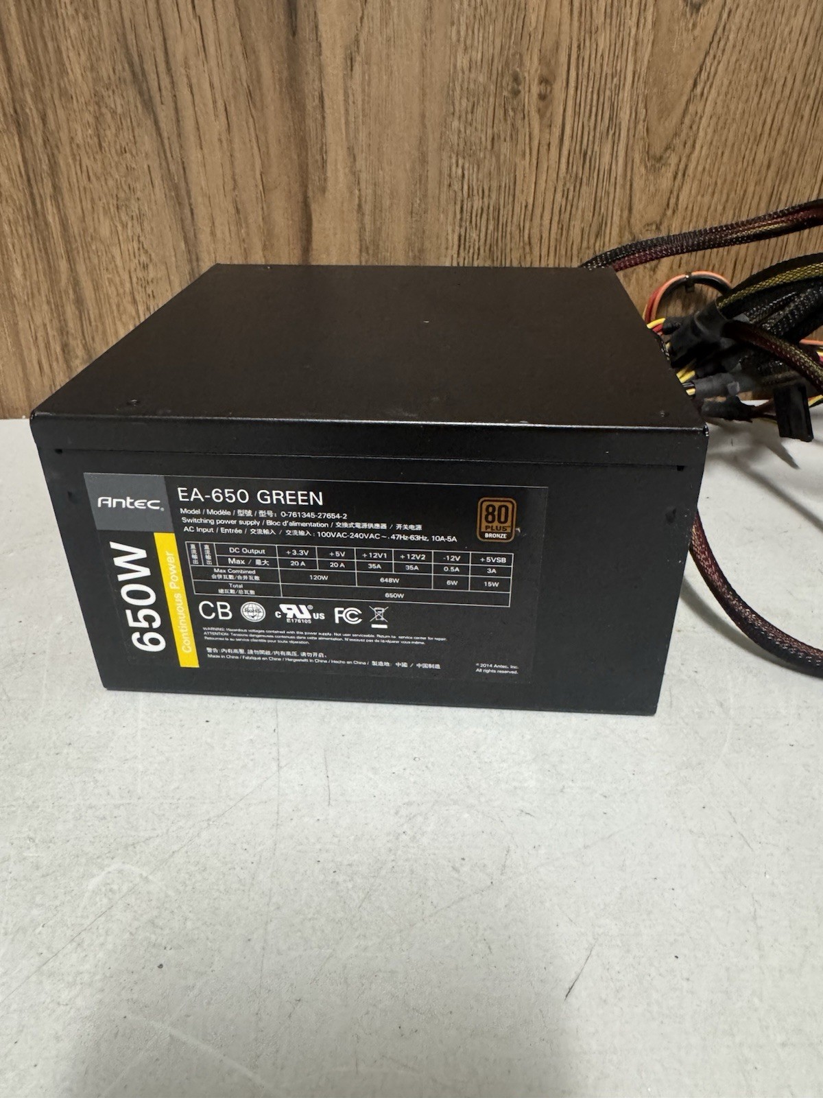 Antec EA-650 Green 650W 80 Plus Bronze ATX Power Supply PSU Untested