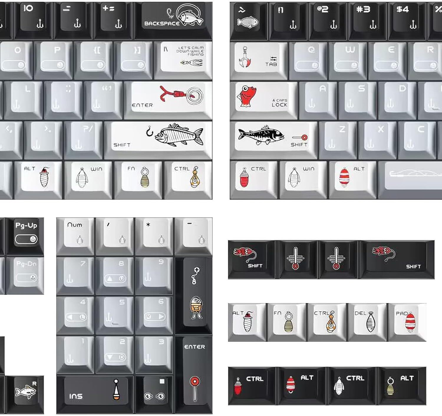 PBT Fishing Custom Mechanical Keyboards DIY Keycaps 142-Key Cherry Profile Set