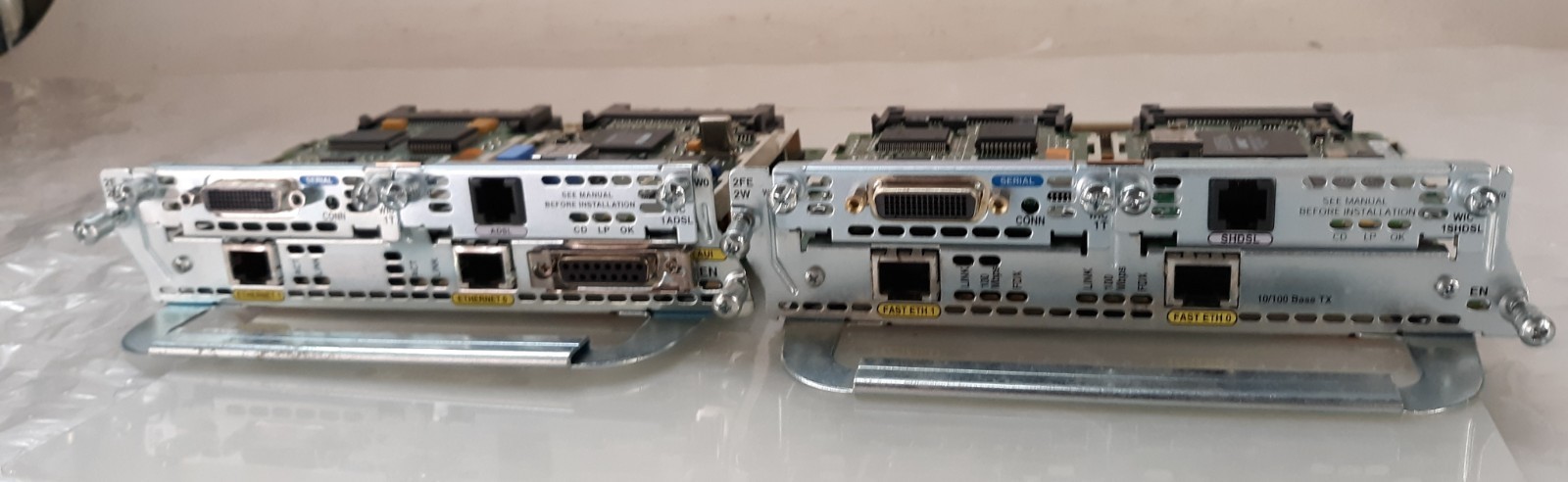 Pair of Cisco 2FE-2W 2-Port Ethernet Modules w/ 2x WIC-1T+WIC-1ADSL+WIC-1SHDSL