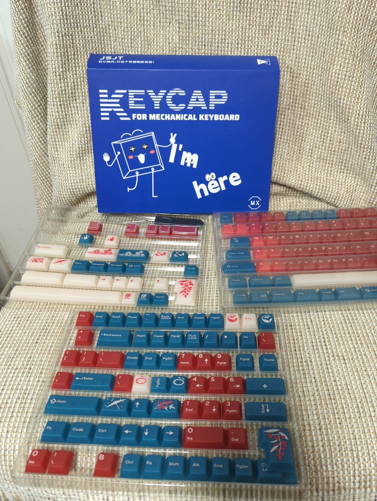 JSJT Translucent Keycaps 170 Keys Cherry Profile Keycap PC Material Red Blue...