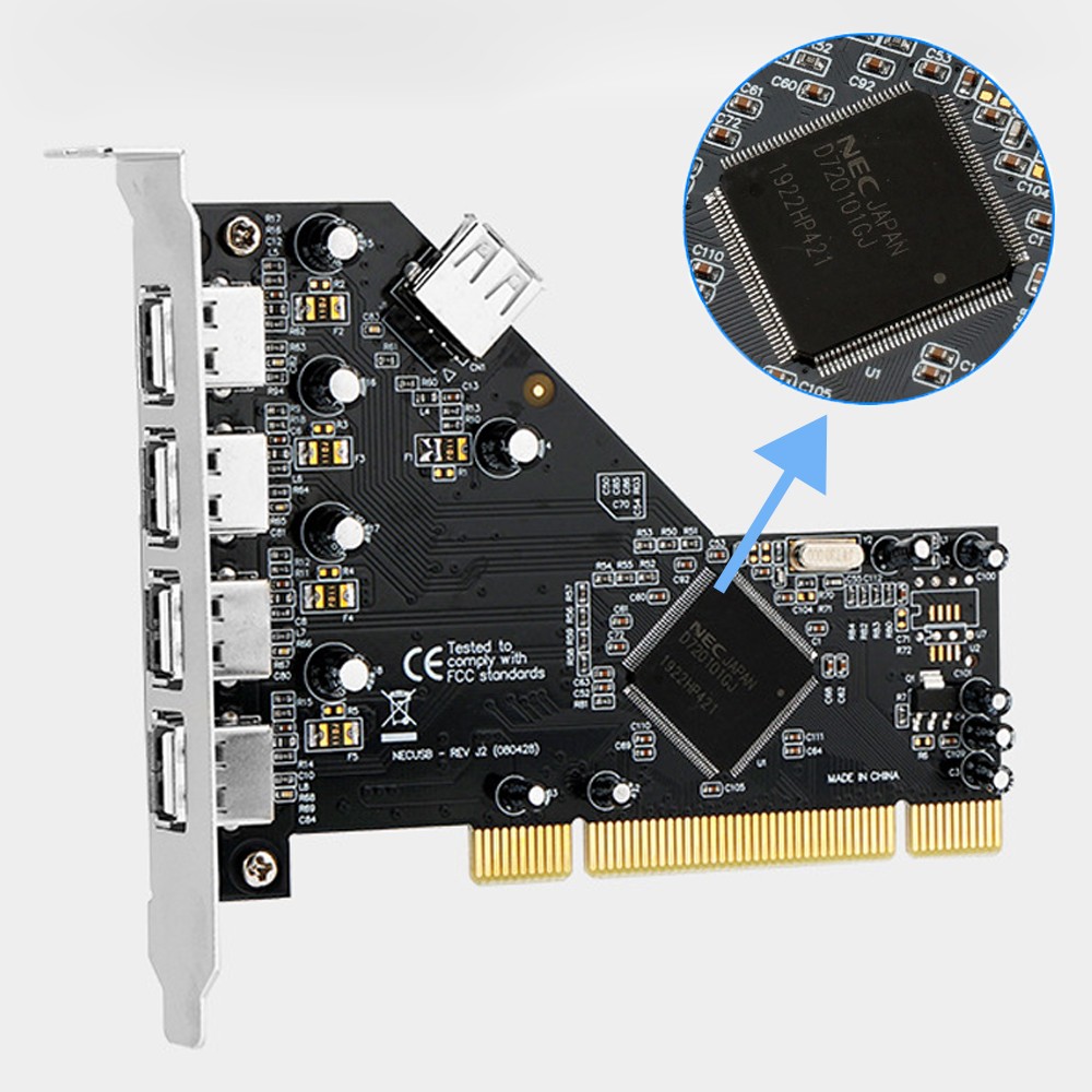 PCI to 4 Ports External+1 Port Internal USB 2.0 Expansion Card Chipset for NEC