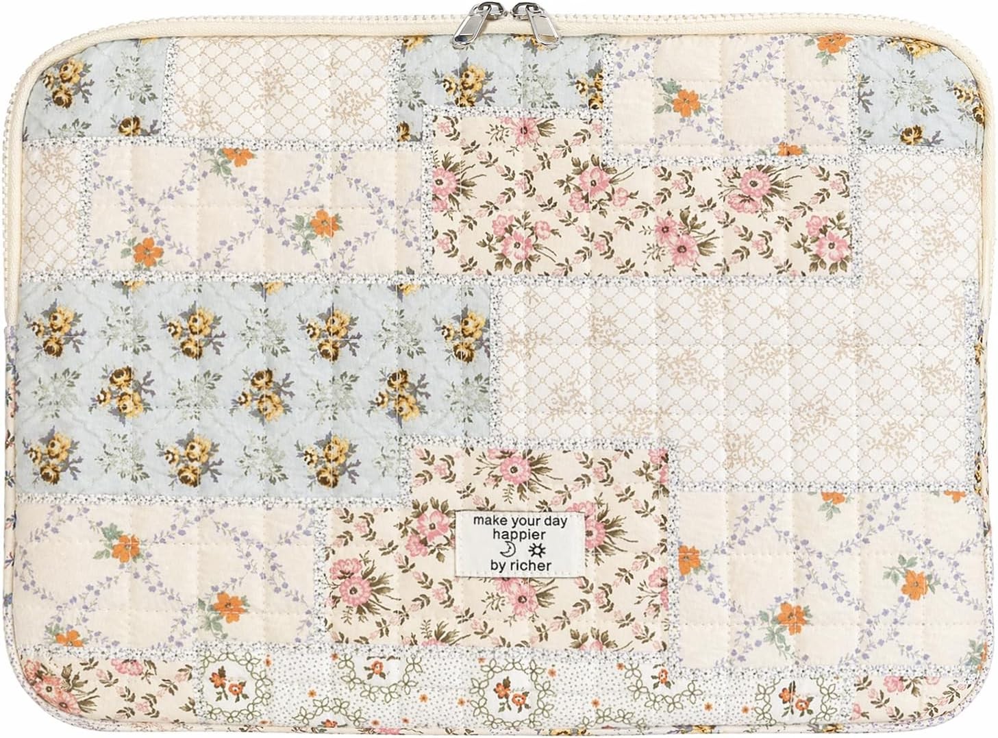 Puffy Laptop Sleeve 13 Inch Cute Quilted Laptop Protective Case Padded Floral
