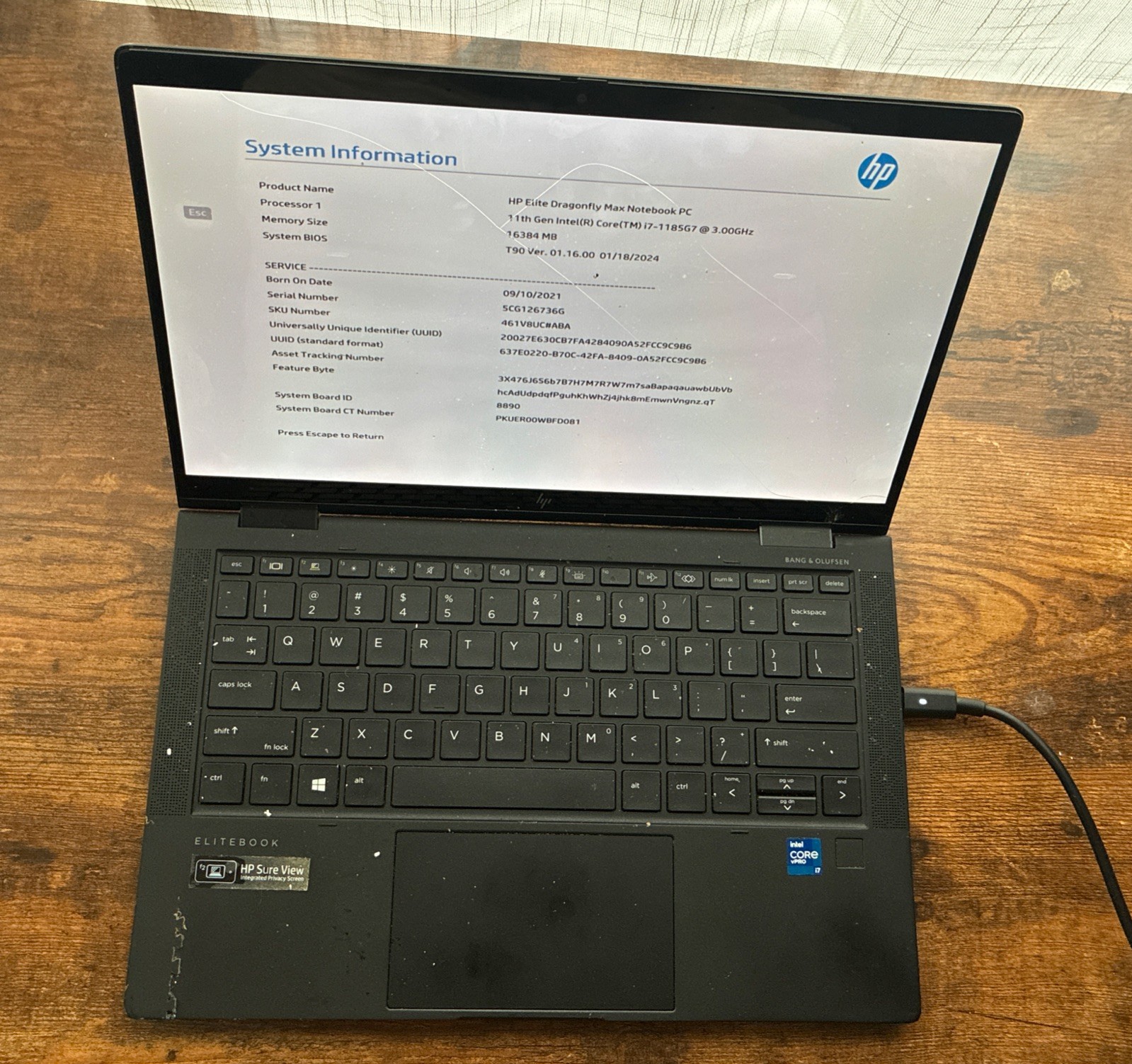 HP Elite Dragonfly Max 13.3" Touch Core i7-1185G7 16GB RAM No SSD READ