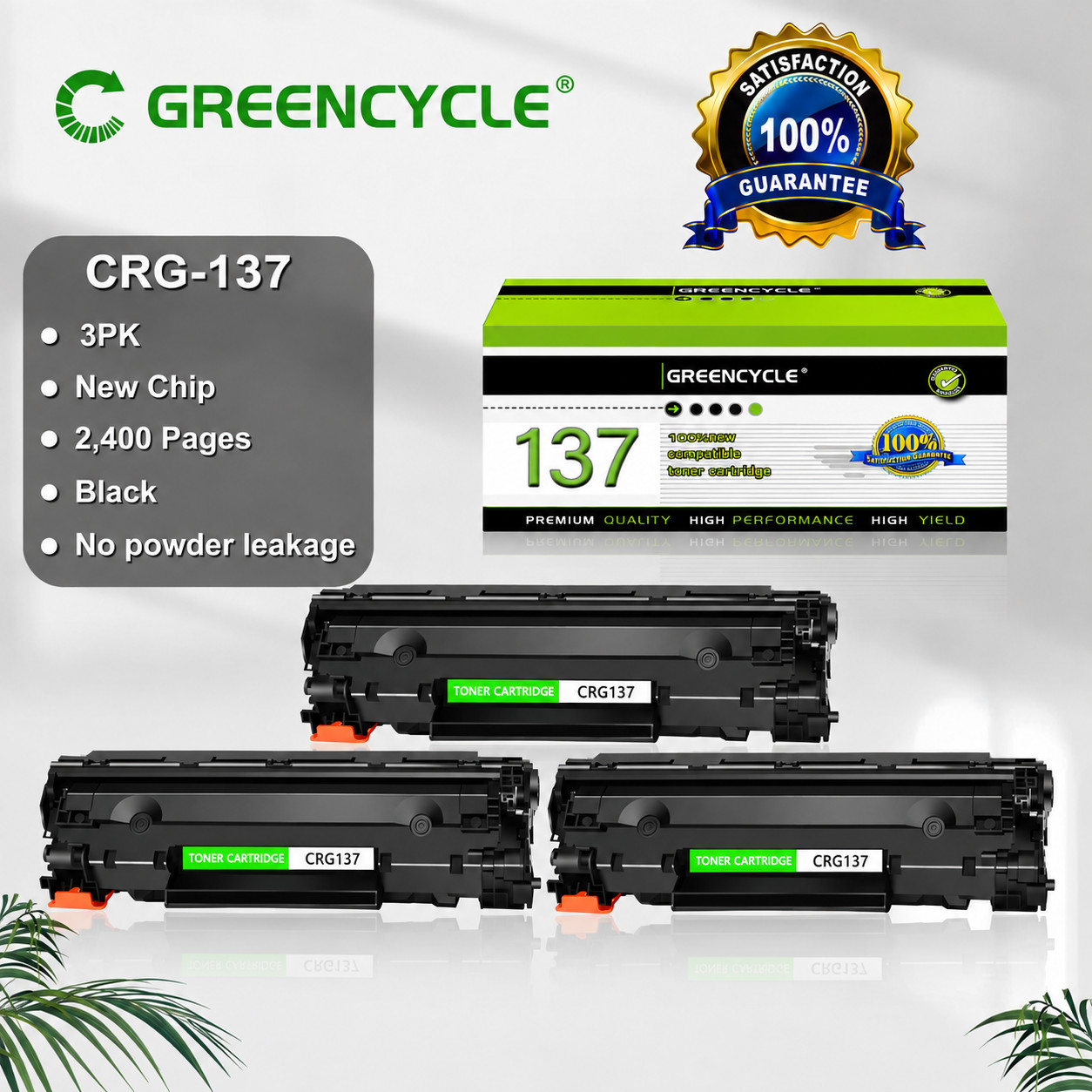 3 Pk CRG137 Toner Cartridge for Canon ImageClass MF236n MF247dw MF249dw LBP151dw