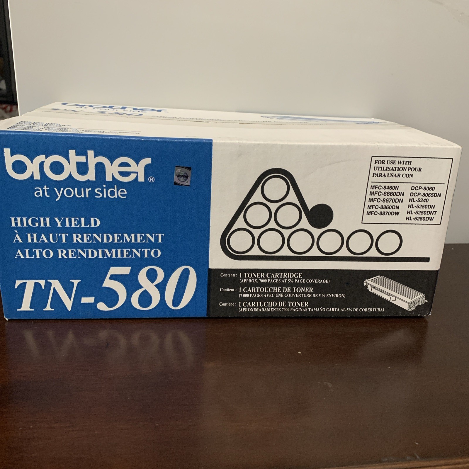 Genuine Brother TN-580 TN580 BLACK High Yield Toner Cartridge Sealed Box NEW