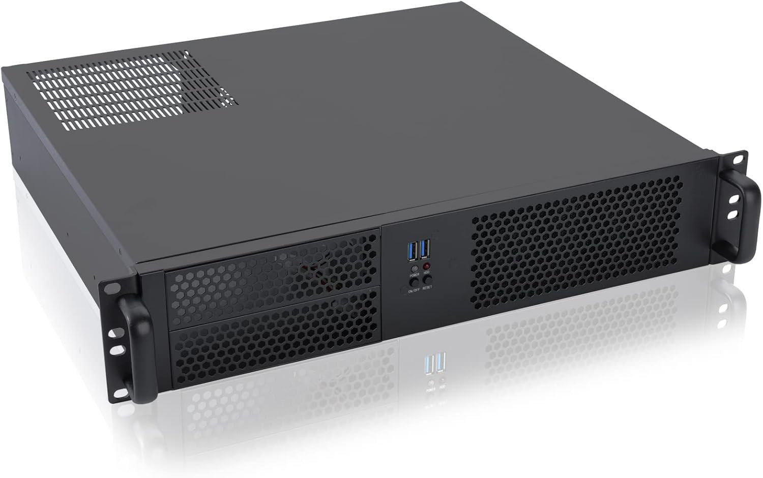2U Server Case Micro ATX Compact Rackmount 2 X 5.25 Chassis Support ATX PS2 PSU
