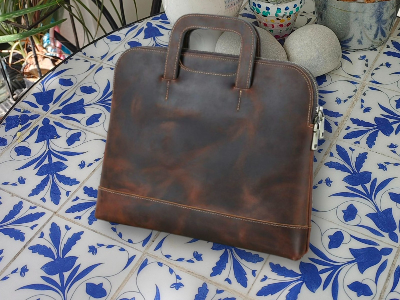 Custom Cowhide Leather 13.3" MacBook Pro Lenovo HP DELL Laptop Case Bag