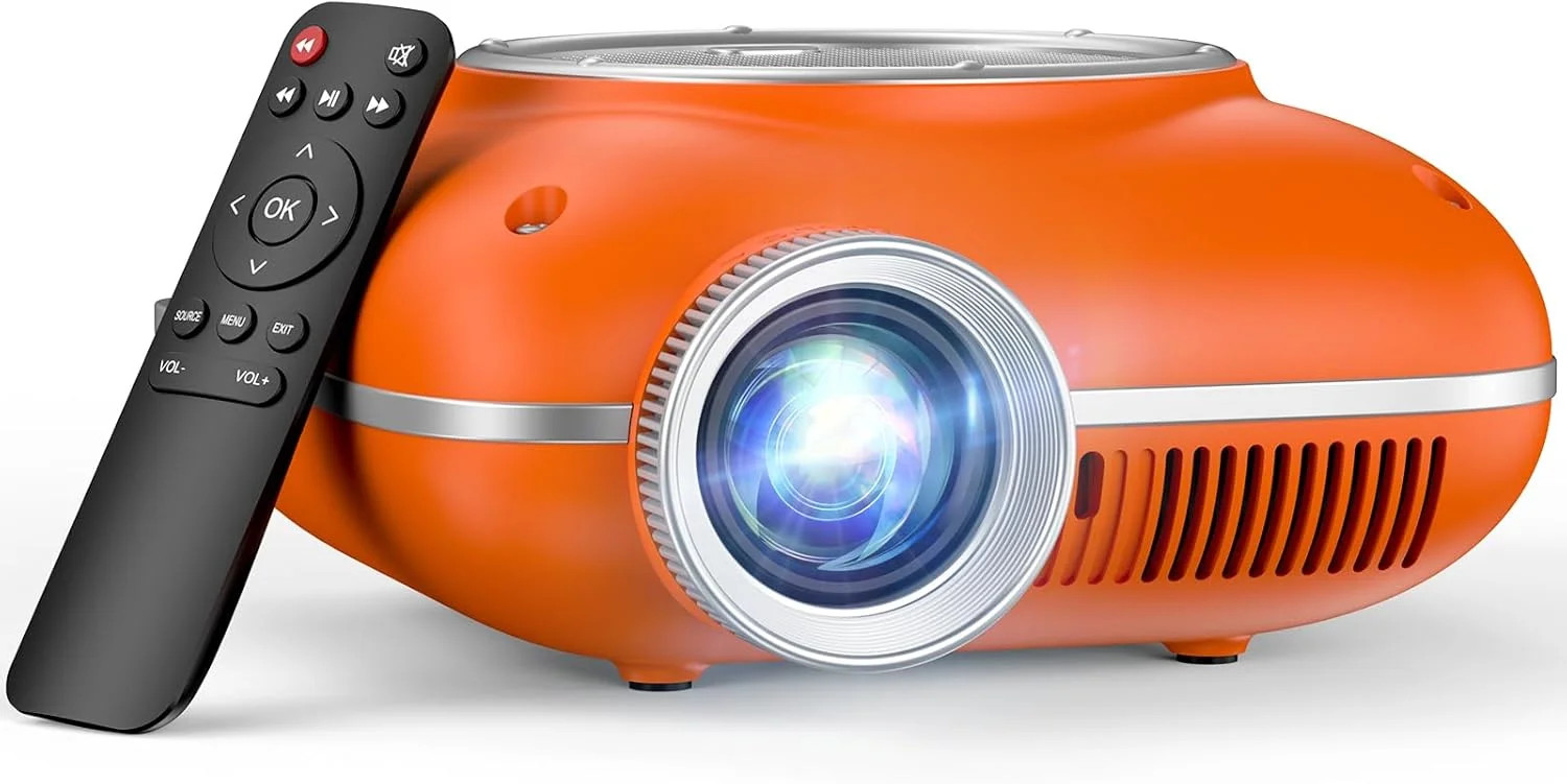 HOMPOW Mini Projector, 1080P Supported Portable Bluetooth projector | Mini & Por