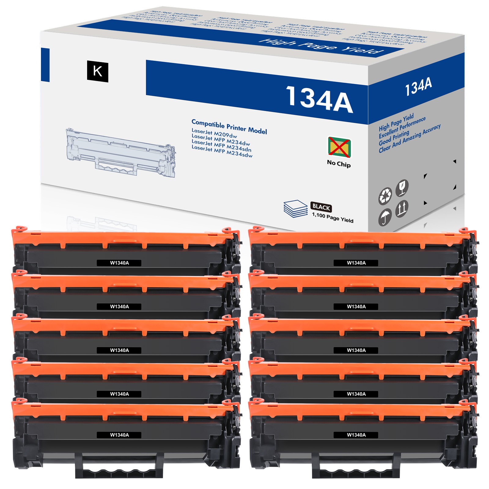 10PK W1340A Toner Cartridge Fit for HP LaserJet M209dw MFP M234sdn Without Chip