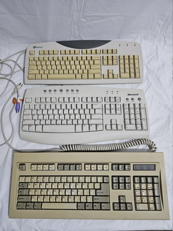 3 Vintage PS/2 Keyboards (Microsoft, Mitsumi, and Gateway)