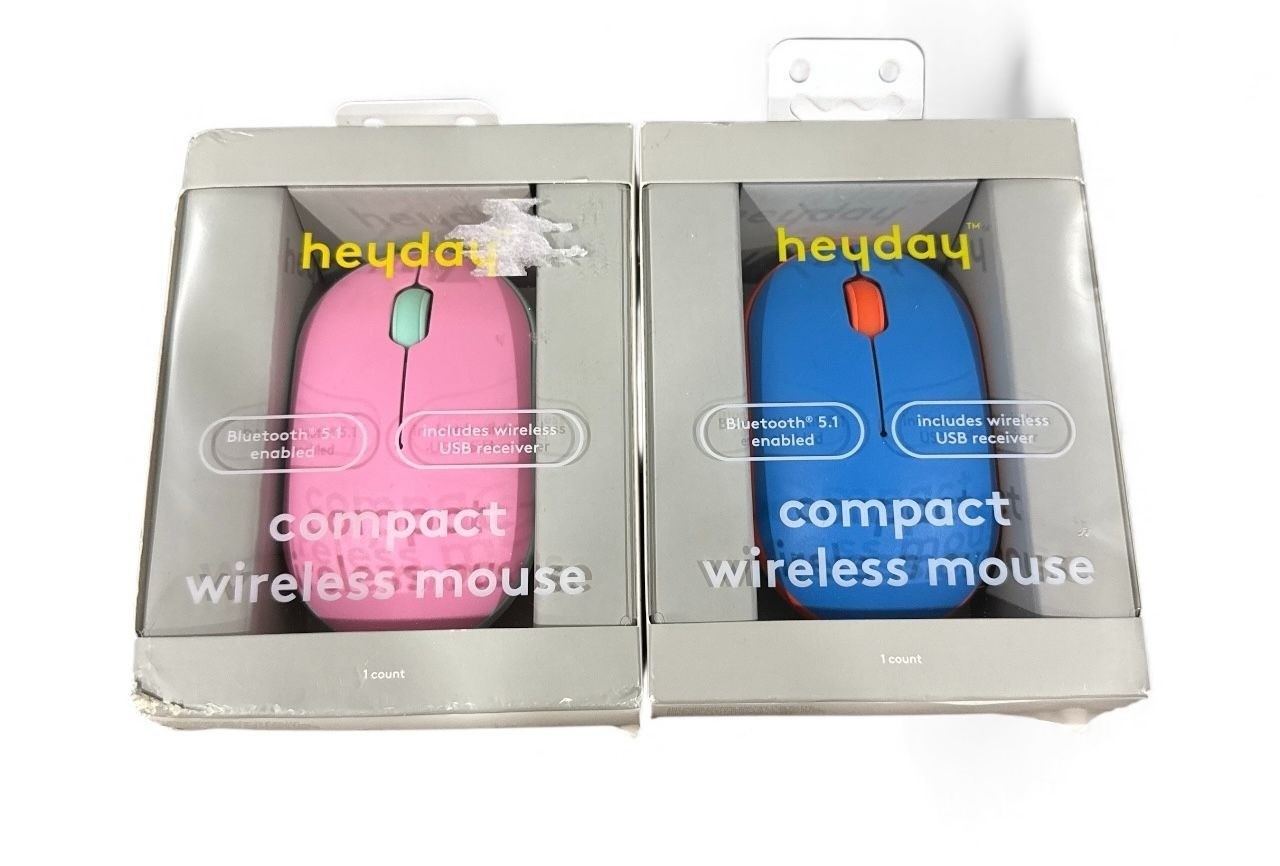 HEYDAY Compact Wireless Mouse Candy Pink & Bright Blue (2-pack bundle)